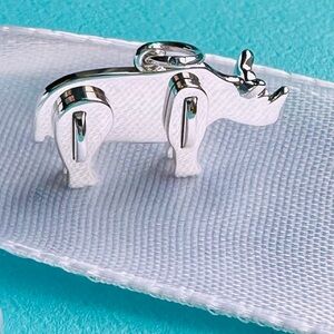 Tiffany & Co Mini Save the Wild Rhino Charm Pendant Silver